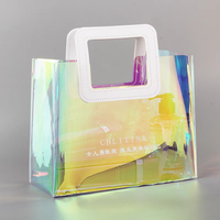 Sac holographique en PVC avec emballage cadeau transparent réutilisable pour les achats portables
