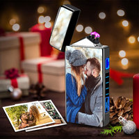 Pas cher Personnalisé Texte Photo Impression Métal Coupe-Vent USB Rechargeable Fumer Allume-cigare Électrique Mariage Saint Valentin Cadeaux