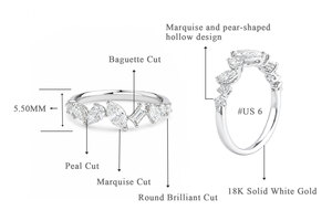 Bague de luxe artisanale de haute qualité pour usage quotidien, en or blanc massif 18 carats avec diamants naturels à taille mixte, vente en gros - Product Image 5