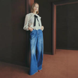 Blusa de Mujer Estilo Francés Retro, con Estampado de Lunares, Lazo, Estilo Vintage Europeo, para Oficina, ODM - Product Image 3