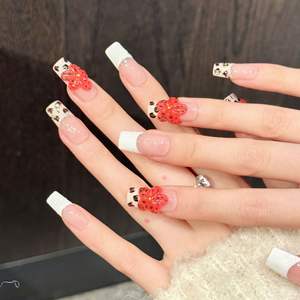 <span class=keywords><strong>Faux</strong></span> <span class=keywords><strong>ongles</strong></span> à presser faits main, style estival, luxe, rouges, fleurs 3D, motif léopard français, réutilisables, à coller, vente en gros - Product Image 5