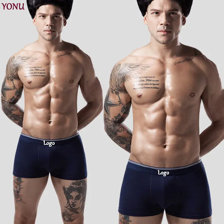 Custom Logo Large Size Spandex/Cotton Sexy Lingerie Mid Waist Breathable Men's Boxer Shorts