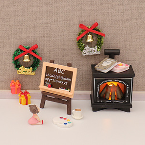 Miniature <span class=keywords><strong>de</strong></span> maison <span class=keywords><strong>de</strong></span> poupée, <span class=keywords><strong>chevalet</strong></span> <span class=keywords><strong>de</strong></span> simulation, modèle cadeau, ornement fait main, accessoires décoratifs pour cheminée et couronne <span class=keywords><strong>de</strong></span> Noël DIY - Product Image 4
