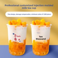 Gobelets jetables en PP de 90 mm style influenceur pour thé au lait, vente en gros, gobelets transparents sous blister pour boissons froides à emporter