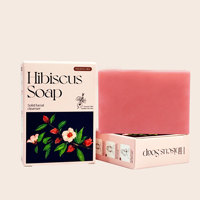Sabun Herbal Bar untuk orang dewasa tubuh padat bunga Hibiscus dingin diproses pemutih mencerahkan kulit minyak esensial mandi buatan tangan