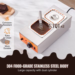 DB pour la vente en gros 800W Machine de trempe au chocolat en acier inoxydable 9 Lbs 2 réservoirs Melting Pot avec contrôle TEMP 86 ~ 185 째F pour la maison - Product Image 5