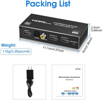 Répartiteur HDMI 4K Extracteur audio 1x2 Port 1 entrée 2 sorties avec prise audio 3.5mm Coaxial SPDIF Extrait audio HDCP 2.2 pour PS4 PS5 Xbox