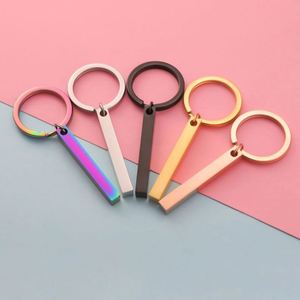 Strip Bar <b>Keychain</b> Blank Stainless Steel Keyring for Promotion Custom Logo 3D Engraving Stamping Rectangle Metal Blank Key Chain - Product Image 2