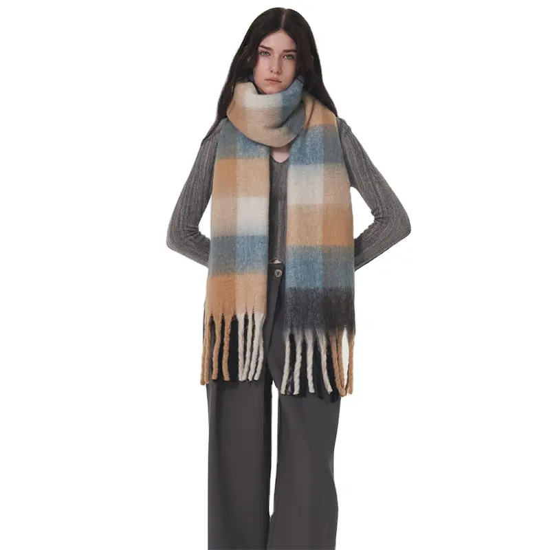 Популярный Модный женский кашемировый длинный шарф, толстый акриловый шарф с кисточками