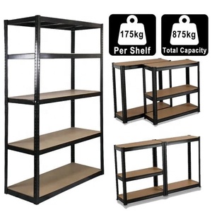 Pack 3 Heavy-Duty Customizable Colors Steel Boltless Plug-In Garage Storage Shelves 5-Layer <strong>Racking</strong> for Workshop <strong>Shed</strong> Stockroom - Product Image 6