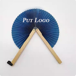 Abanicos de Papel Azules con Mango de Madera, Abanicos de Mano para Bodas, Regalos Promocionales - Product Image 2
