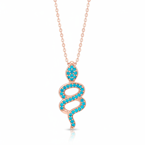 Turquoise Zircon <b>Snake</b> Shape Charm Pendant Necklace Turkish Wholesale Handmade 925 Sterling <b>Silver</b> Wedding Gift Women's Trendy - Product Image 2