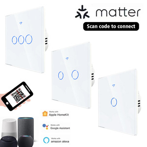 Interrupteur intelligent Wi-Fi compatible HomeKit, Alexa, Google, connexion directe via code QR, 110V max, interrupteur mural en verre, compatible UE/Royaume-Uni - Product Image 2