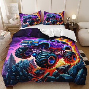 Parure <span class=keywords><strong>de</strong></span> lit élégante et puissante à imprimé Monster Truck, 300 fils, écologique, pour chambre à coucher, avec <span class=keywords><strong>housse</strong></span> <span class=keywords><strong>de</strong></span> <span class=keywords><strong>couette</strong></span> en polyester King Size - Product Image 6