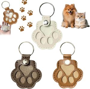 Llavero Conmemorativo con Forma de Pata para Mascotas, Bolsa de Almacenamiento de Pelo de Mascotas de Cuero PU, Colgante Conmemorativo para Perros y Gatos, Regalos para Dueños de Mascotas - Product Image 1