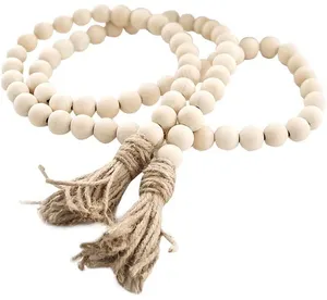 Big Wall Decoration Farmhouse Solid wood beads with tassels