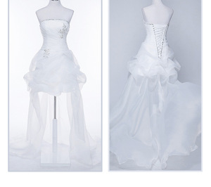 Abito <span class=keywords><strong>da</strong></span> <span class=keywords><strong>Sposa</strong></span> Senza Spalline 2024 Corto Davanti Lungo Dietro Elegante Vestito <span class=keywords><strong>da</strong></span> <span class=keywords><strong>Sposa</strong></span> Taglie Forti Bianco in Tulle <span class=keywords><strong>da</strong></span> Spiaggia con Spalle Scoperte - Product Image 5