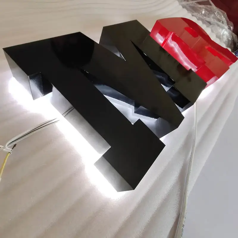 3D Eksterior Led Bisnis Huruf Depan Toko Perusahaan Logam Backlit Lampu Portable Led Tanda Papan Custom Made Pemasok