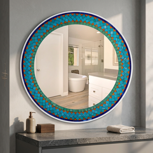 Miroir de vanité en mosaïque, carreaux de verre décoratifs, miroir mural artisanal, miroir d'appoint artistique pour chambre à coucher, salle de bain, salon - Product Image 6