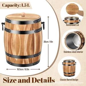 Seau à glace rond en bois massif de style vintage pour refroidir le vin, la bière et les boissons, idéal pour les mariages, les fêtes et la maison - Product Image 4