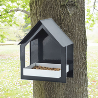 Mangeoires à oiseaux JH-Mech 23,2 x 19,4 x 12,3 cm, durables, faciles à nettoyer, murales, résistantes à la rouille, en acier noir pour l'extérieur