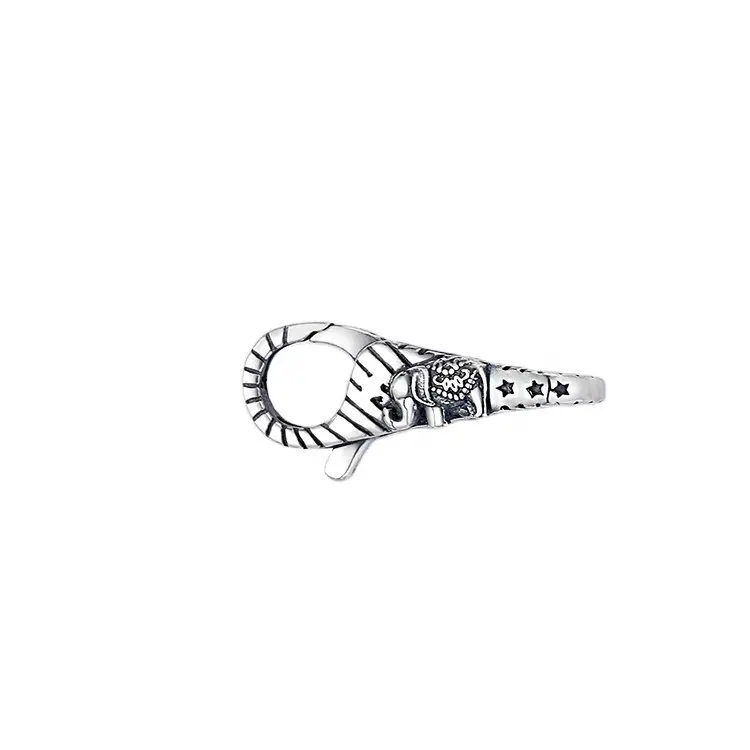 Argento ossidato Sterling 925 doppio artiglio moschettone fermagli stella elefante connettore di fascino per bracciali e collane