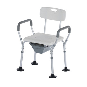 CE Medical Grade Anti-slip Aluminum Height Adjustable <b>Shower</b> <b>Chair</b> with Detachable Backrest for Elderly Bathroom Use 136KG - Product Image 1