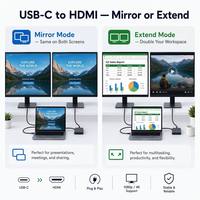 Cable USB C a HDMI de Aluminio, 4K 60Hz, Chapado en Oro, HDCP HDR, para MacBook, Laptop, Monitor, Proyector