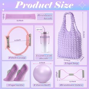 7-Piece Pilates Essentials Kit for Women 11.81\" <b>Circle</b> <b>Ring</b> Ball 9.84\" Yoga Ball Home Workout Pilates Equipment Packaged Bag - Product Image 2
