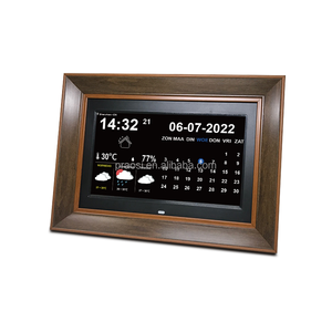Hot bán khung gỗ 10 "inch Wifi mất trí nhớ ngày đồng hồ với dự báo thời tiết (thời gian, ngày, tuần, nhiệt độ, độ ẩm) - Product Image 5