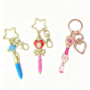 Star Shape Zinc Alloy Cartoon Fashion Trend Art Collectible Carabiner Keyring <b>Magic</b> Wand Keychain Fairy Wand Keychain - Product Image 1