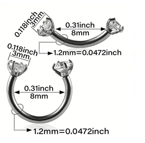 Anillo de Titanio F136 para Septum, Anillo de Nariz en Forma de Herradura con Circonita Cúbica 5A, Piercing Gótico para Ceja, Oreja y Cartílago, Estilo Punk Urbano - Product Image 2