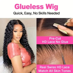 Perruque en cheveux humains bouclés ondulés, prête à porter, pré-épilée, 200% de densité, pré-coupée, frontale HD 13x6, sans colle, pour femmes - Product Image 4