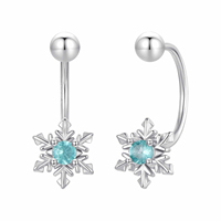 Boucles d'oreilles pendantes en argent sterling 925 avec boule et flocon de neige pour femme, mini-jackets d'oreilles, cadeau de bijoux pour anniversaire SCE1985