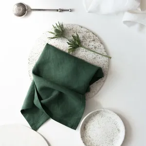 Wholesale super soft100 percent pure organic green/sage green linen napkins india