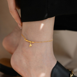 Fashionable Women's Stainless Steel Ankle Chain - Luxurious, Exclusive, High-end Design Bamboo-shaped Ankle Chain - Product Image 3