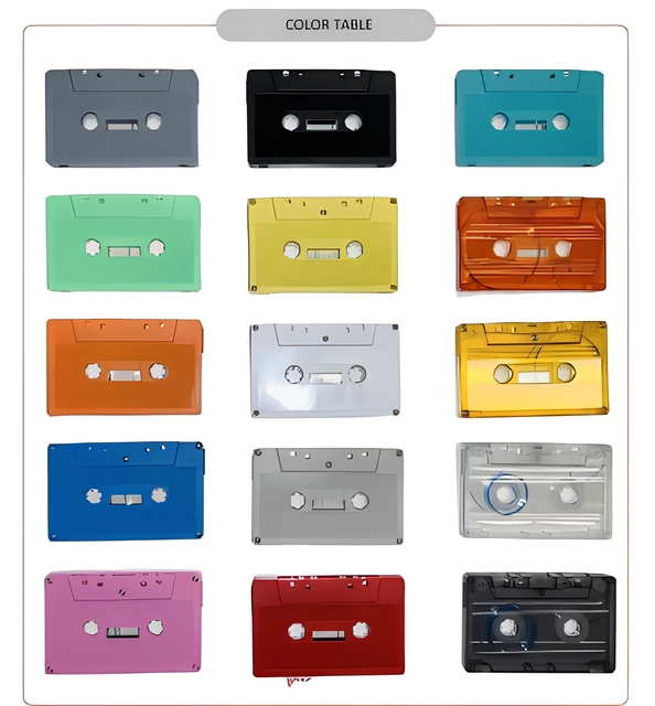 Cdvd Customized Bulk Color Audio Cassette Tapes with J-Card and Clear Case Packaging WAVE/CDDA/MP3 Formats
