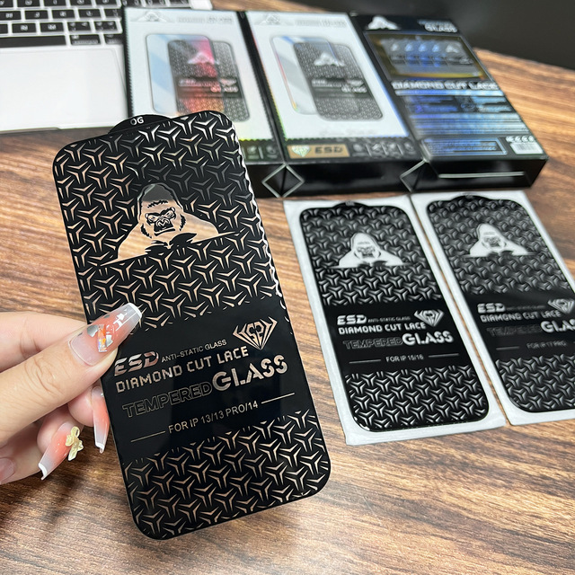 3D Full Glue Full Cover Diamond Cut Edge 9H HD Esd Tempered Glass Screen Protector for iphone 15 Pro Max 16 14 Protective Film