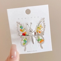 Nouveau évidé papillon cheveux griffe coloré impression cheveux griffe pince requin attraper cheveux accessoires pour femmes filles