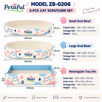 Petaful Ensemble Griffoir pour Chat Ovale Moderne 3-en-1 en Carton Ondulé Haute Densité Écologique, avec Tapis de Griffoir, Lit de Repos et Jouet