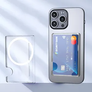 마그네틱 클리어 지갑 커버 슬롯 투명 카드 홀더 전화 케이스
