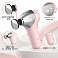 Pistolet de massage chauffant rose avec 6 vitesses, 4 têtes, 3 niveaux de chaleur et indicateur LED pour la relaxation musculaire des tissus profonds