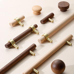 <span class=keywords><strong>Maniglie</strong></span> Minimaliste in Legno <span class=keywords><strong>e</strong></span> Ottone, Colore Noce <span class=keywords><strong>e</strong></span> Legno Naturale, <span class=keywords><strong>Pomelli</strong></span> in Legno Massiccio per Mobili, Cassetti <span class=keywords><strong>e</strong></span> Porte - Product Image 3