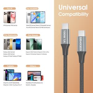 สายชาร์จเร็วแบบ USB-C to USB-C 100W/6A ยาว 2 เมตร/6.6 ฟุต ผลิตโดยโรงงาน OEM แบบกำหนดเอง  วัสดุไนลอน ป้องกันการหักงอ สำหรับสมาร์ทวอทช์ คอมพิวเตอร์ แล็ปท็อป - Product Image 6