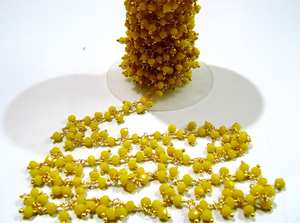 Chaîne pendante de calcédoine jaune de haute qualité Rondelle chaîne de grappe perlée à facettes chaîne de perles de Quartz Hydro chaîne de prix de gros - Product Image 2