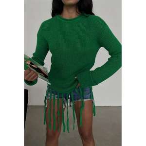 Suéter Alise Fitilli con Detalle de Flecos para Mujer, Manga Larga, Otoño, Casual, Verde, Benetton - Product Image 3