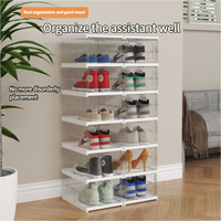 Boîte à chaussures en plastique multicouche en gros, pliable, sans installation, organisateur de chaussures, conteneur de rangement pour chaussures avec porte magnétique