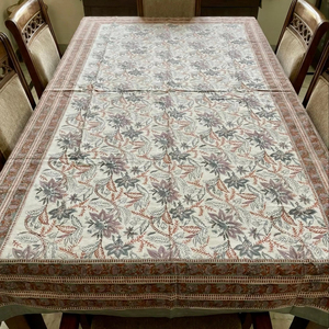 Beige Brown Floral <b>Tablecloth</b> Cotton Dining Table Cover Printed Table Linen Kitchen Decor Washable Table Cover - Product Image 1