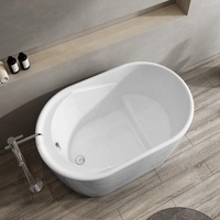 Baignoire ovale autoportante compacte en acrylique blanc brillant de 1,2 m avec siège intégré, moderne, profonde, avec cascade, garantie 3 ans