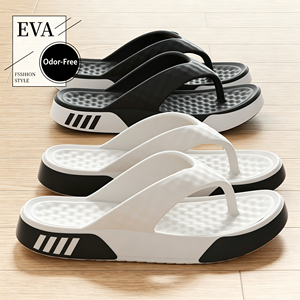 Sandalias Negras de PU con Punta Abierta, Suela Antideslizante de EVA, Pantuflas de Verano a la Moda - Product Image 3